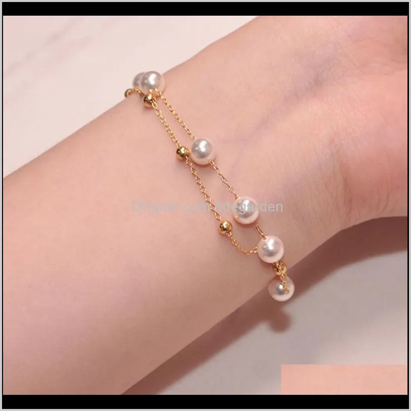 fashion women chain bracelet double adjustable beads braslet friendship brazalete valentines day gift women accessories pulseira