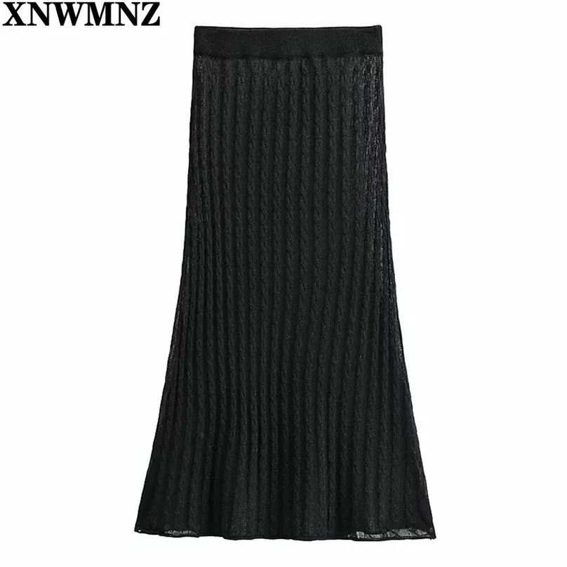 Kvinnors kjol semi-heer sticka högt midja elastisk midjeband flared Hem sommar s för 210520