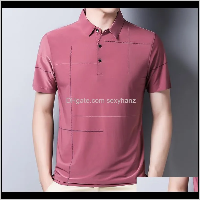 2020 summer thin t-shirt men new casual comfortable soft short sleeve slim fit turn-down collar men tshirt
