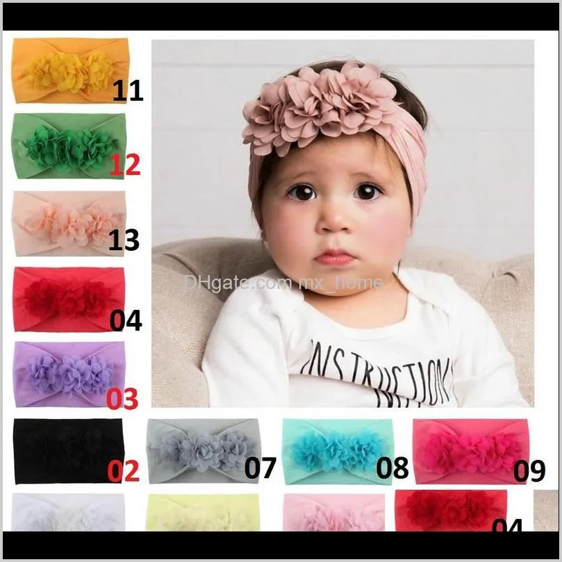 baby girl headbands chiffon flannelett flower kids toddler bow hairband nylon big floral elastic hair bands lovely hair accessories