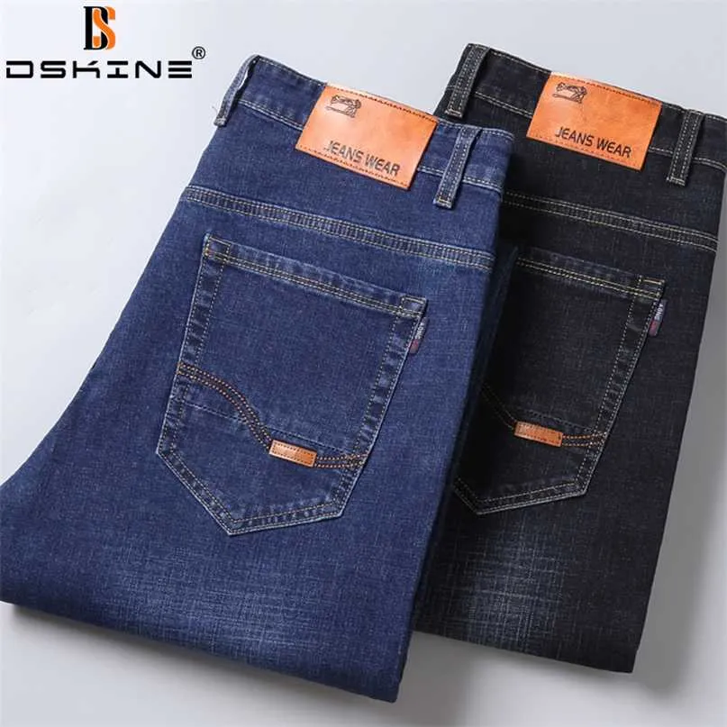 Men Winter Straight Trousers Baggy Stretch Jean Fashion Casual Jeans Autumn Lightweight Denim Pants 211108
