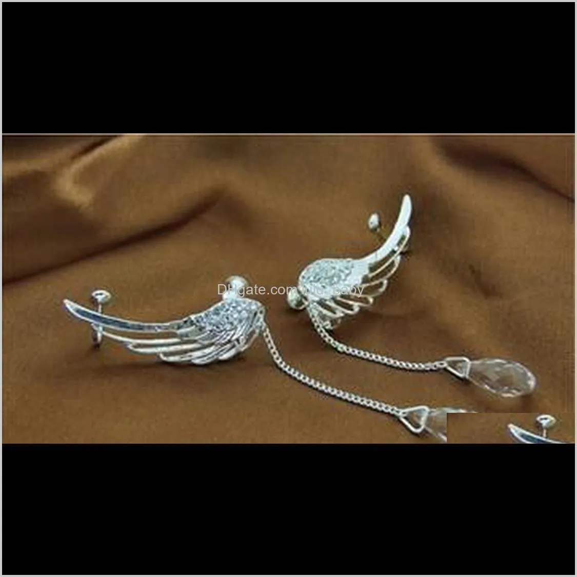 Boho Ear Cuffs Punk Silver Plated Angel Wings Ear Bone Clips Gothic Earrings Womens Jewelry