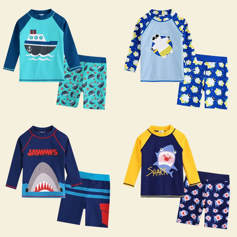 Miúdos Boy Swimsuit Dois Peça Chilren Swimwear Criança Nadada Tronco Sem Cap Baby Swimsuit 2020 Dos Desenhos Animados Desenhos Animados Split Guarda De Guarda Terno 946 Z2