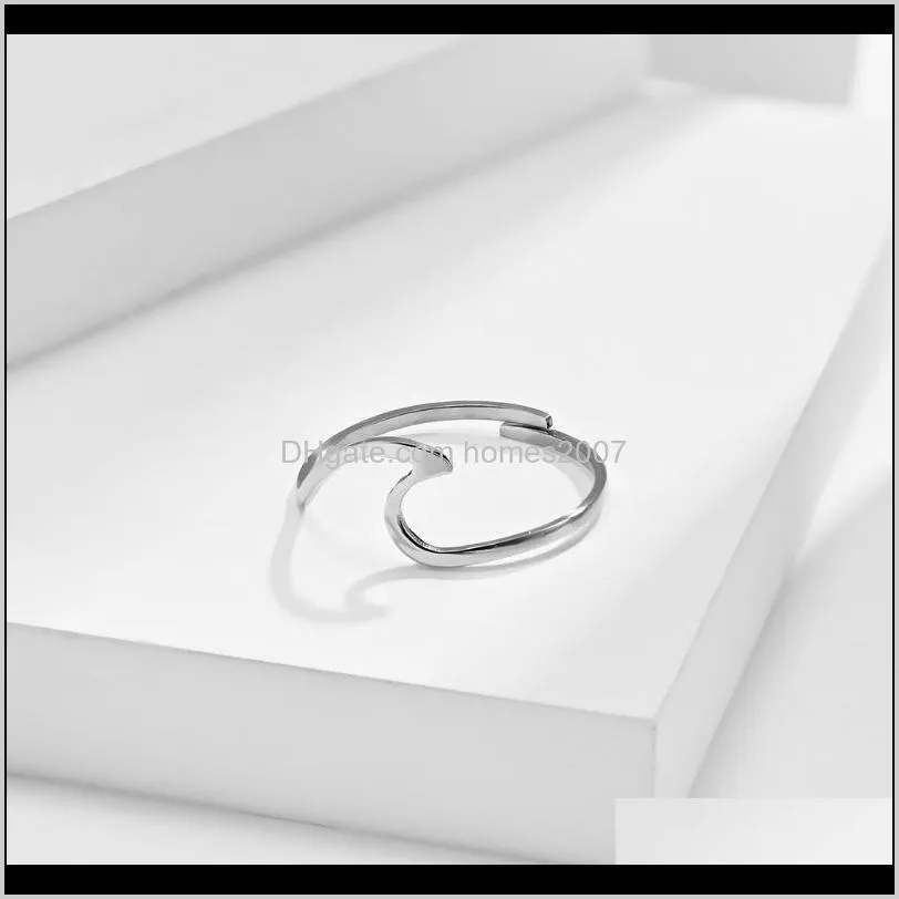 korean style rose golden geometric wave cool stuff adjustable rings for women stainless steel cloud elegant boho jewelry 2021 wedding