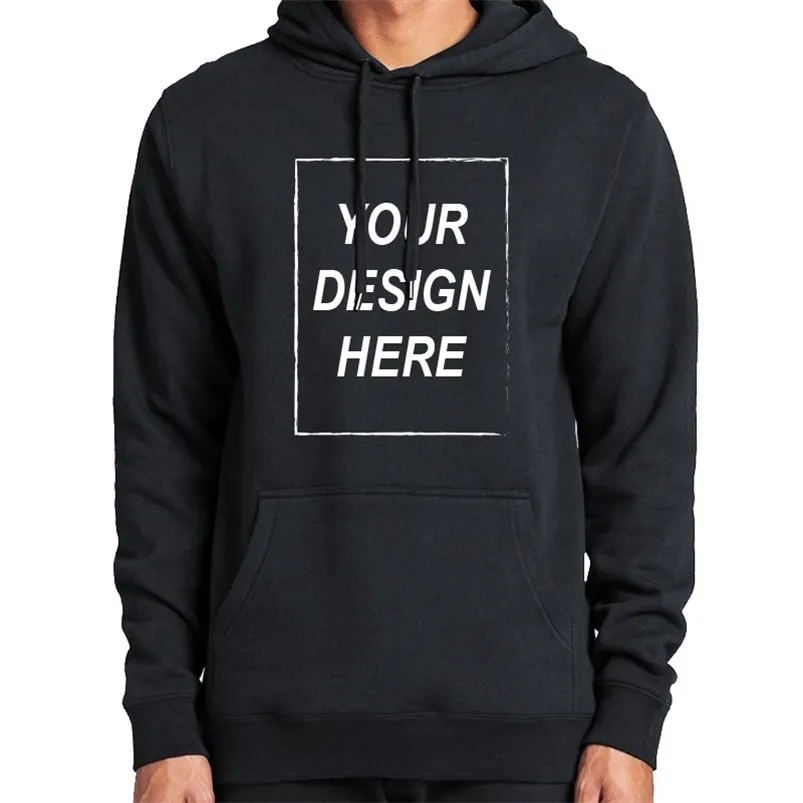 Custom Hoodies Lägg till din text Sweatshirt Anpassad långärmad högkvalitativ tunga viktiga fleece toppar hoody 210818