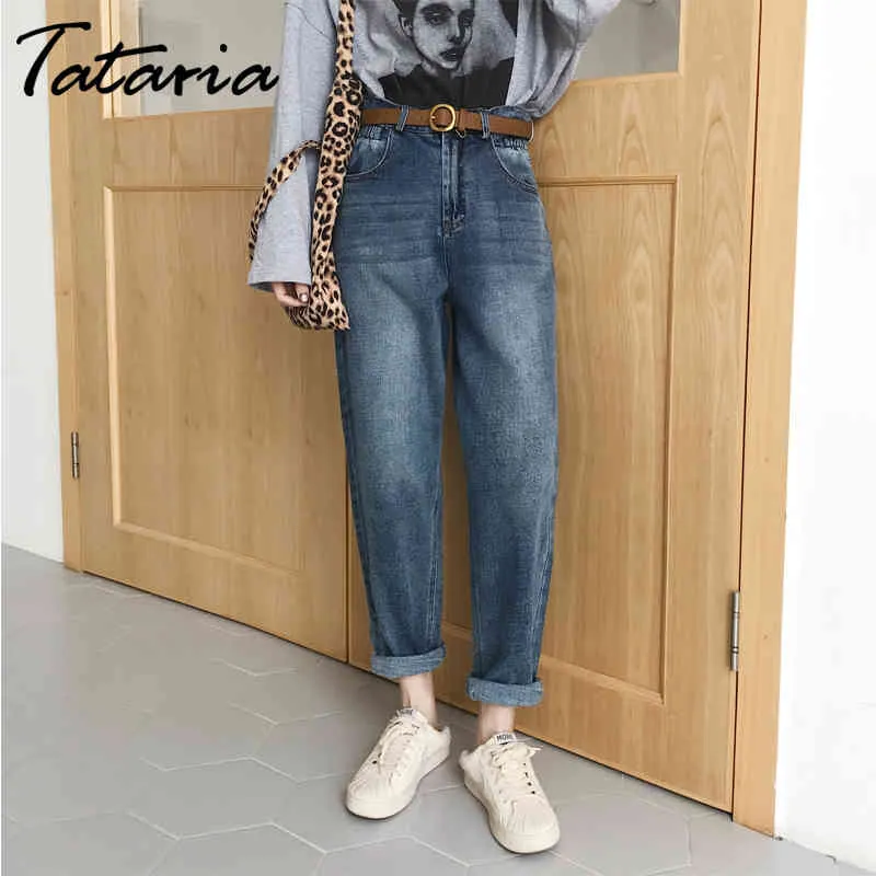Tataria femmes hiver jean pour taille haute femme Vintage petit ami Harem lâche décontracté Denim pantalon 210514