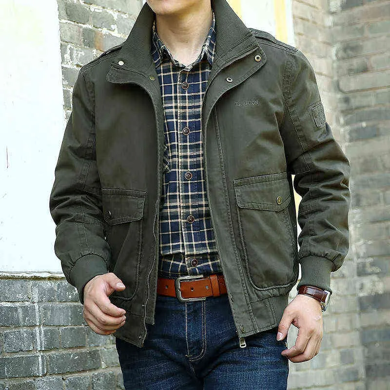 Chaqueta Bomber De Invierno Para Hombres Abrigo Millitar Con Piel