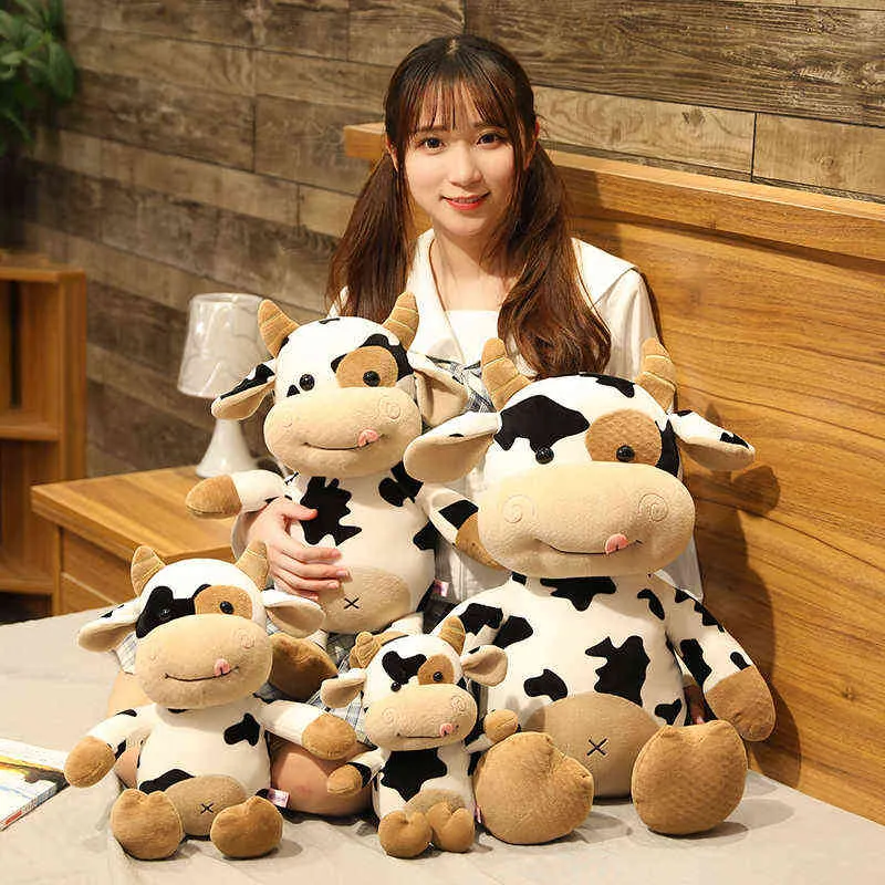 1pc 30-65CM carino bovino peluche farcito Kawaii latte di mucca animali morbidi bambola cuscino per bambini ragazze bel compleanno regali di nozze