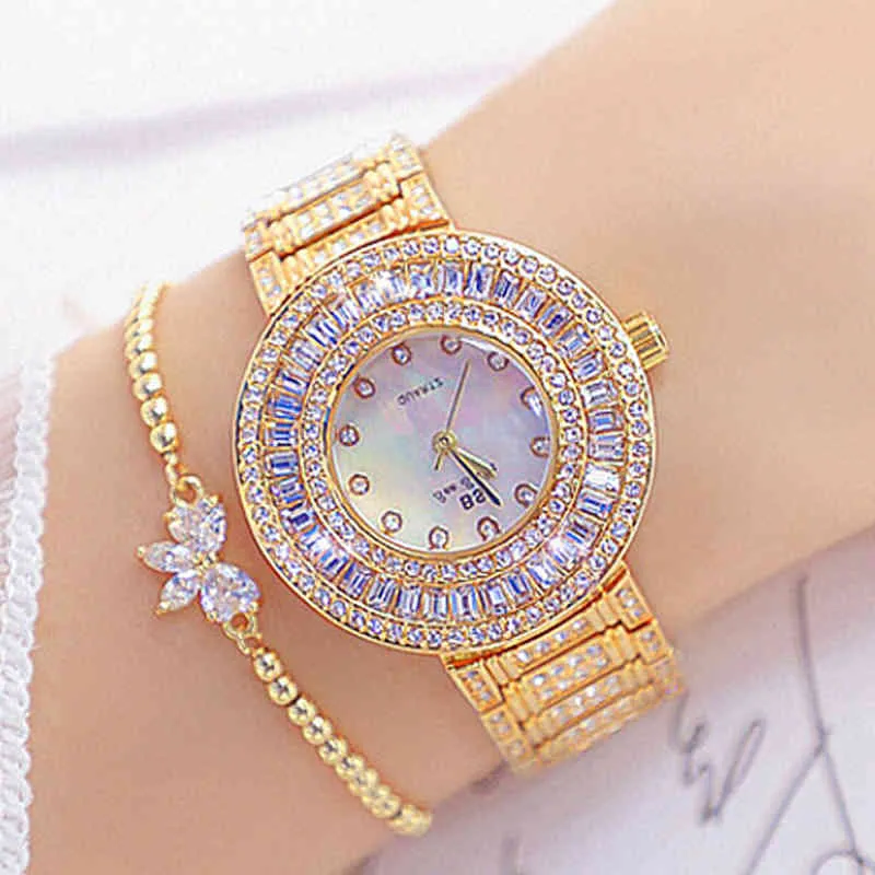 Gold 2019 Famoso Brand Diamante Quartz Mulheres Relógios de Cristal Dourado Ladies Wrist Watch Feminino Montres Femme 2019