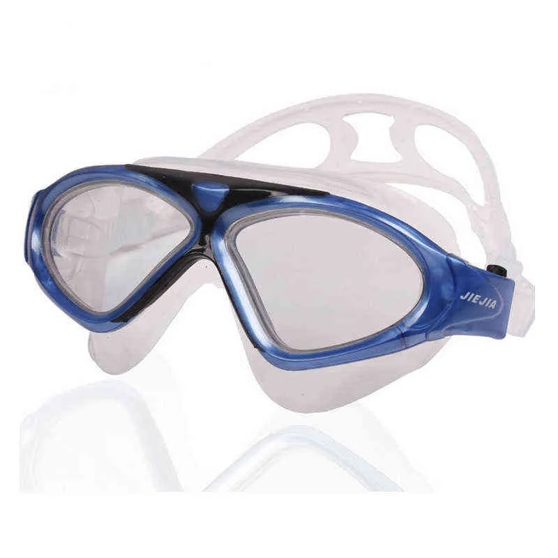 JIEJIA Lunettes de natation Version claire Lunettes de plongée Professionnel Anti-buée Lunettes de sport Super Big Adulte Lunettes de natation imperméables 211229