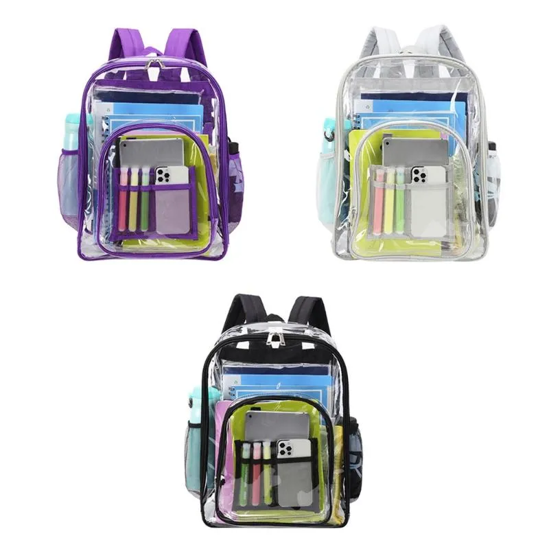 Ryggsäck Clear School PVC Genomskinlig bokväska Transparent Casual Shoulder Daypacks Stor kapacitet ryggsäck för män kvinnor