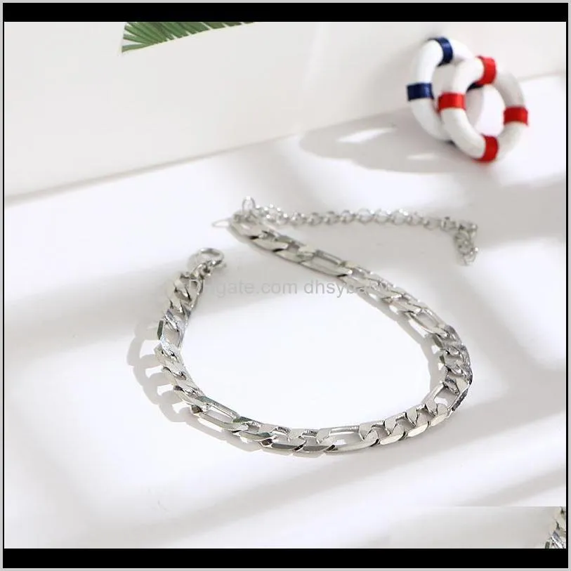 color figaro snake link chain anklet for women men ankle bracelet fashion beach accessories foot jewelry ps1211