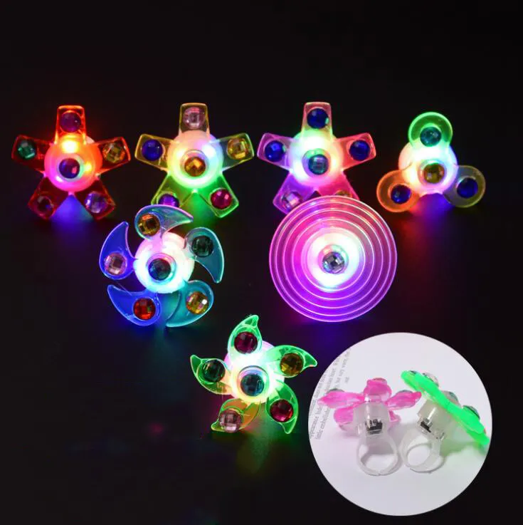 Nachtmarkt LED Handschoenen Kleine speelgoed Creatieve vinger Tip Top Top Spinning Kinderring Armband Adult Nightclub Gadgets