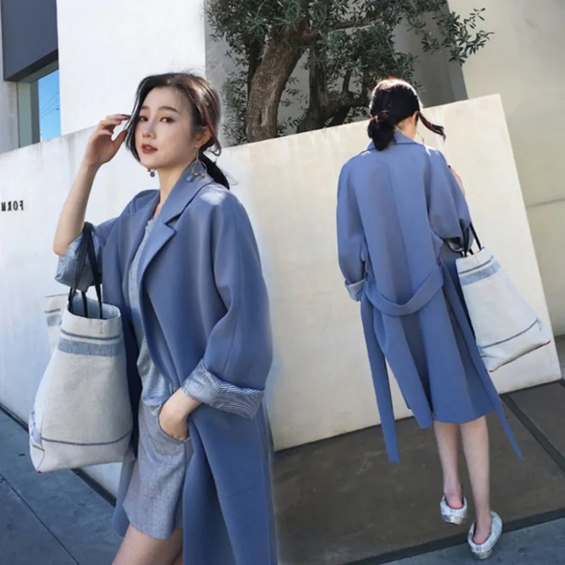 安い直売 スタイリッシュな女性春秋カジュアルトレンチコートニューデザイナーオフィスの女性ルースストリートウェア包帯ウインドブレーカースーツ 値札 Vtech Computer Com
