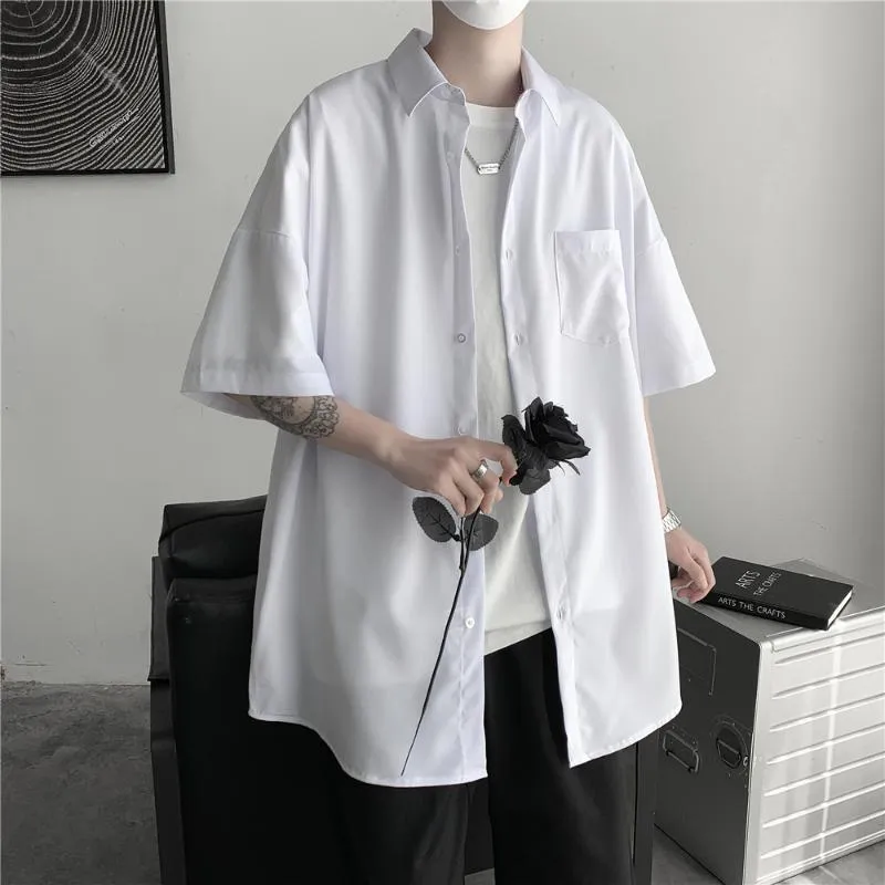 Men's Casual Shirts Men Solid Color 2022 Summer Fashion Woman Short Sleeve Shirt Oversize Tops Male Clothing