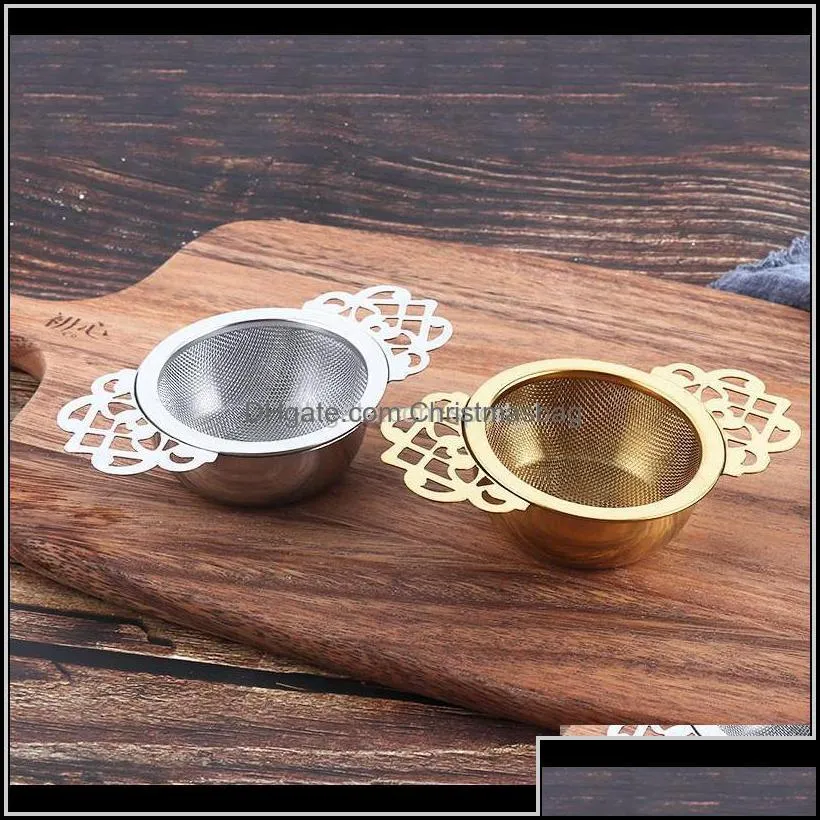 Empress Strainers Drip Bowls Mesh Infuser Stainless Steel Loose Leaf Tea Filter With Elegant Double Winged Handles Su2Qh Bpqkj