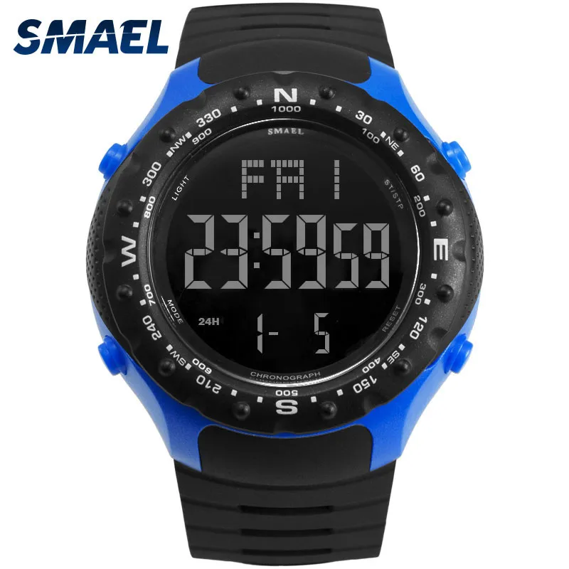 Montre de sport pour hommes 5bar étanche Smael Watch s Shock Resist Cool Big Men Watches Sport Military 1342 Led Digital Wrsitwatches Q0524