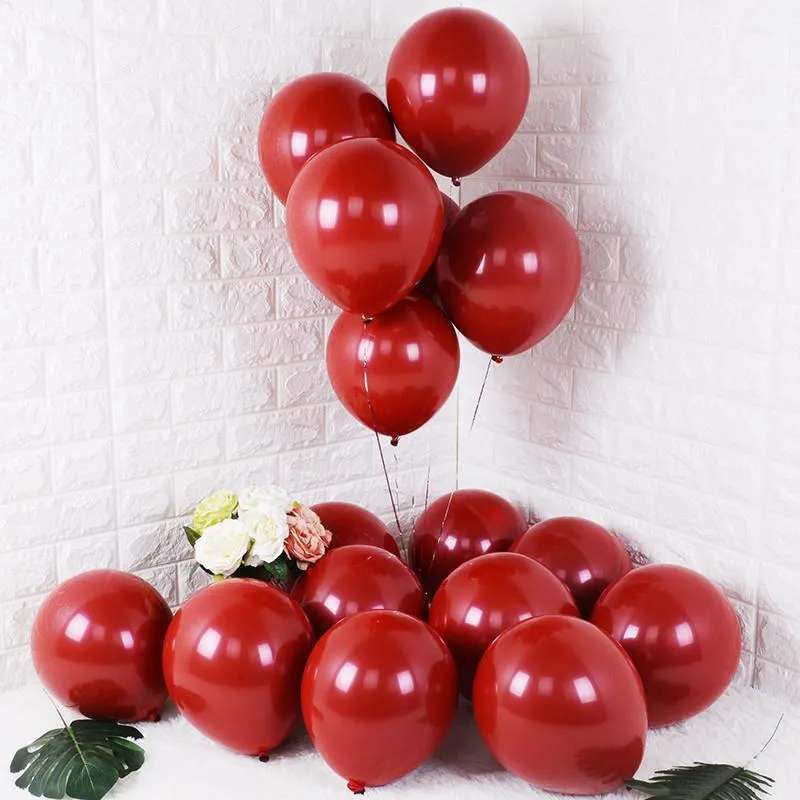 5 inç 12 inç Kırmızı Parlak Metal Inci Lateks Balonlar Krom Metalik Renk Düğün Dekor Dekorasyon