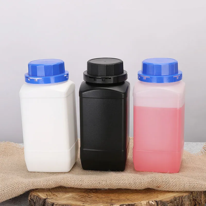 粉の試薬の漏れ防止のボトル4pcs /ロットのための2つのふたの正方形のHDPEの容器を空の空の1000mlのペットボトル