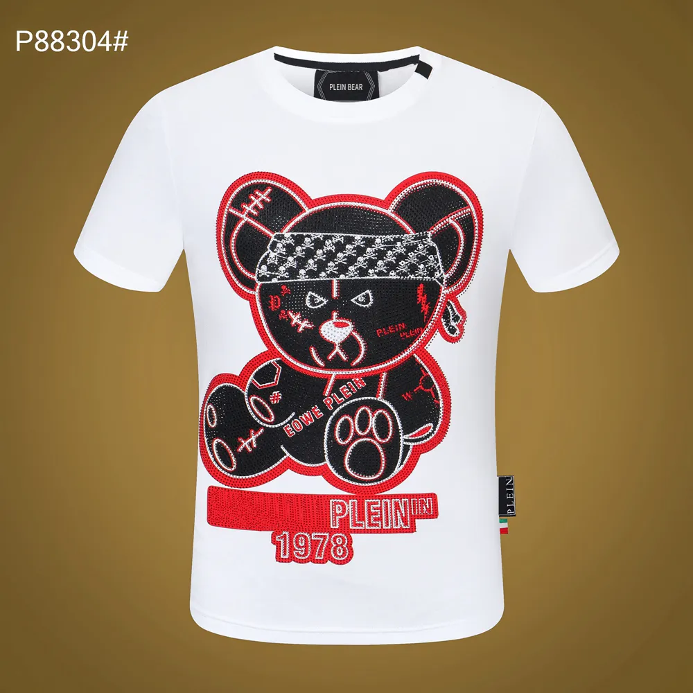 Plein Bear TシャツメンズデザイナーTシャツブランド服ラインストーンスカルメンTシャツ古典的な高品質ヒップホップストリートウェアTシャツカジュアルトップティーPB 11286