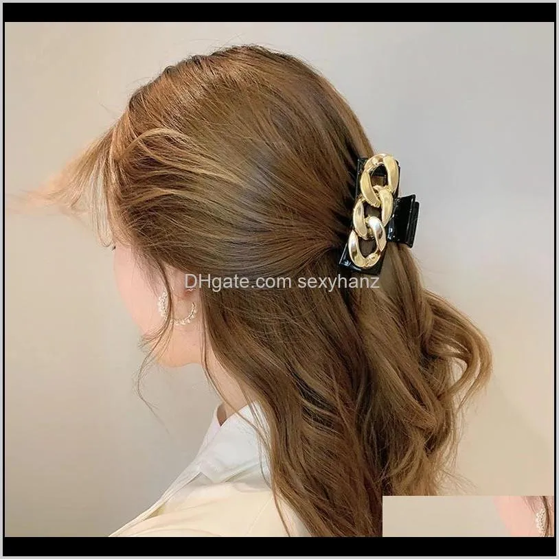 new ins temperament hairpin wild lady golden chain back head hairpin female french catch clips hair accessories hair claws