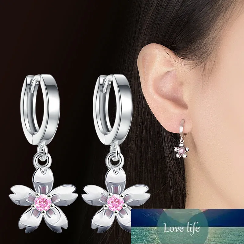Orecchini di fiori placcati in argento coreano Orecchini di orecchini a forma di fiore di zircone di cristallo carino per le donne Orecchini di orecchini di gioielli Orecchini Kolczyki Prezzo di fabbrica design esperto