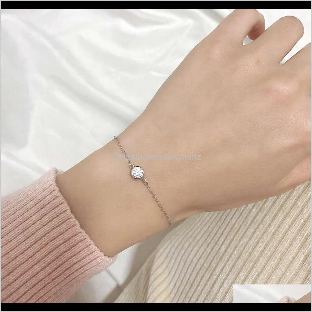 link bubble bracelet ins niche design flash single diamond simple personality versatile hand jewelry gift