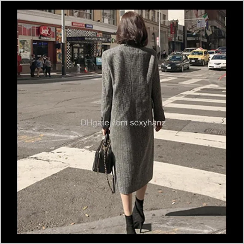 winter two piece suits runway women black plaid woollen tweed turn down collar long overcoat + mini bodycon pencil skirt set