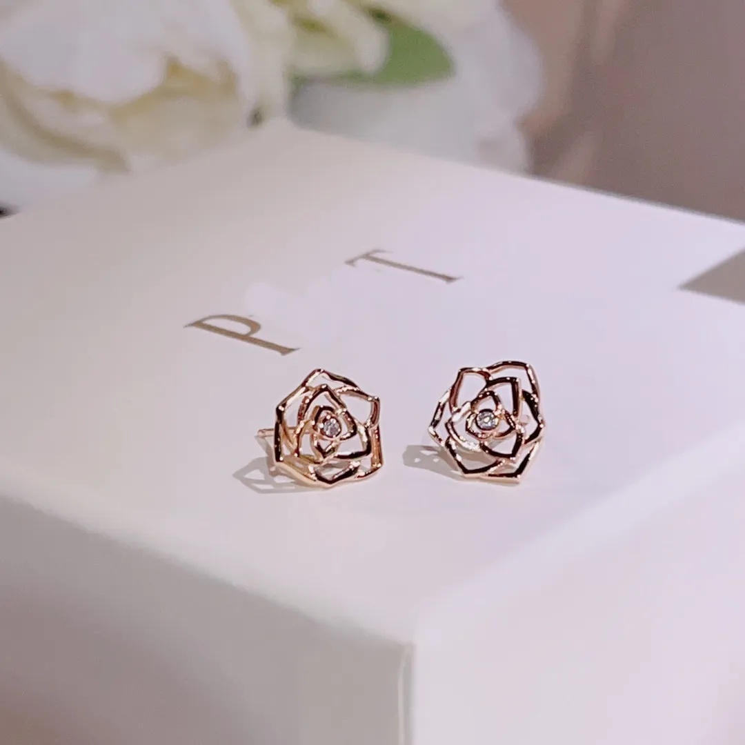 count PIA GET earrings ROSE series Inlaid crystal Extremely 18K gold plated sterling silver Luxury jewelry Top quality brand designer anniversary gift earring
