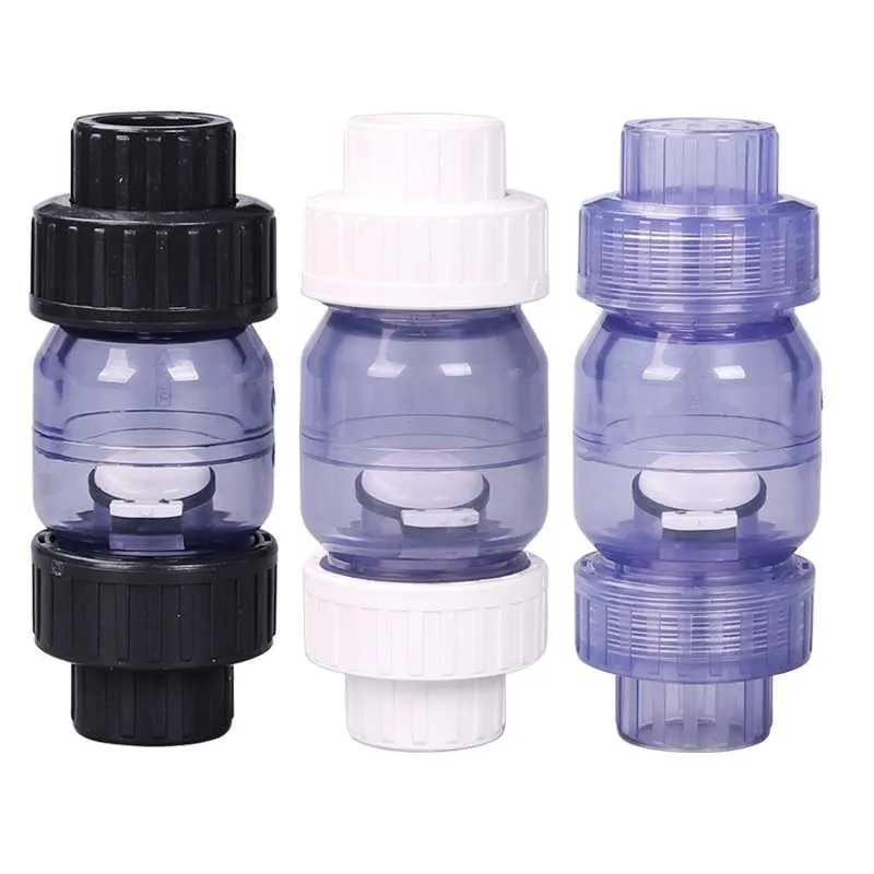 Bewässerungsgeräte I. 25mm 32mm transparentes Rückschlagventil PVC Einweg-Non-Return-Garten-Wasser-Rohrverbinder Aquarium-Tank-Rohrgelenk