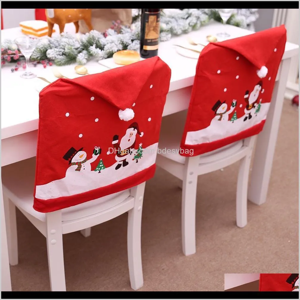 new christmas non woven chair cover cartoon old man snowman stool cover christmas hat decoration gift