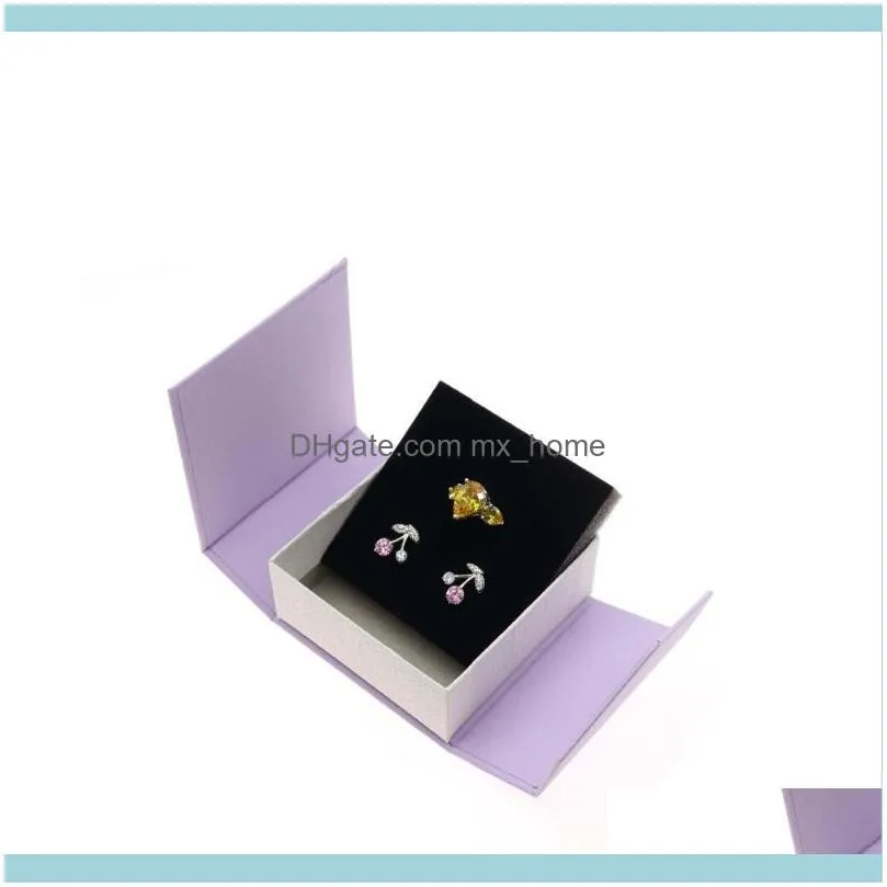 Gift Wrap Jewelry Boxes Paper Multicolor Ribbon Bowknot For Necklace Earring Set Packing Display 8*8.3*3.5cm, 1 Piece