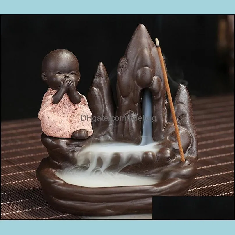 Incense Burner Creative Home Decor The Little Monk Small Buddha Censer Backflow Incense Burner Preferred