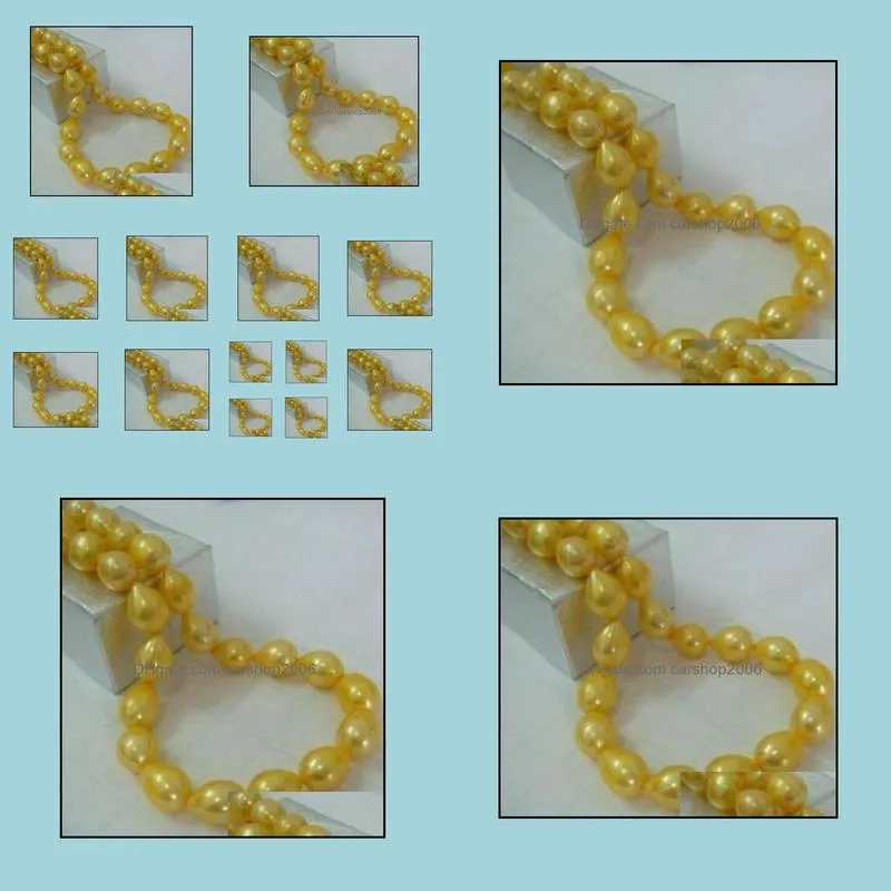 11-13mm Natural South Sea Golden Pearl Necklace 18 Inch 14k Gold Accessories