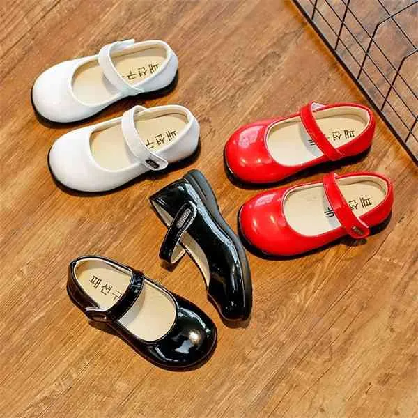 Le ragazze vestono le scarpe per la festa nuziale Performance Formale Scarpe in pelle morbida per bambini Mary Janes Simple Classic Children's Flats 22-36 X0703