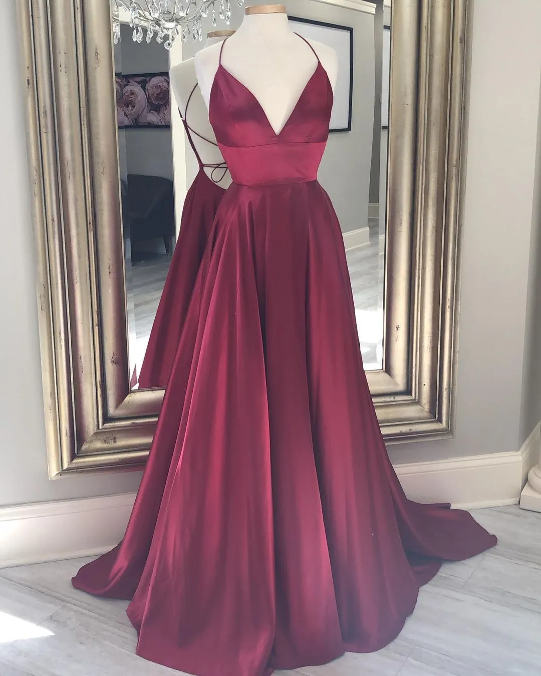 V Neck Graduation Dress Elegant Satin Evening Gown... From  Uniquebridalboutique, $68.35 | DHgate.Com