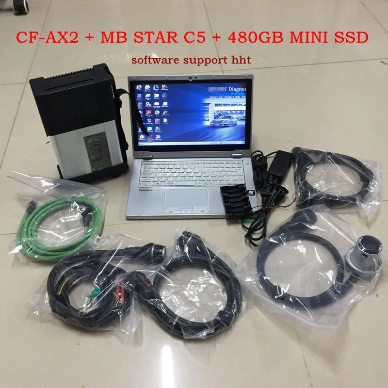 Mer-Cedes Star C5 MB SD Connectコンパクトカートラックスキャナー+ 480GBミニSSD Xen-TRY D-TS V-Diamo V06.2021 CF-AX2 I5中古タブレット