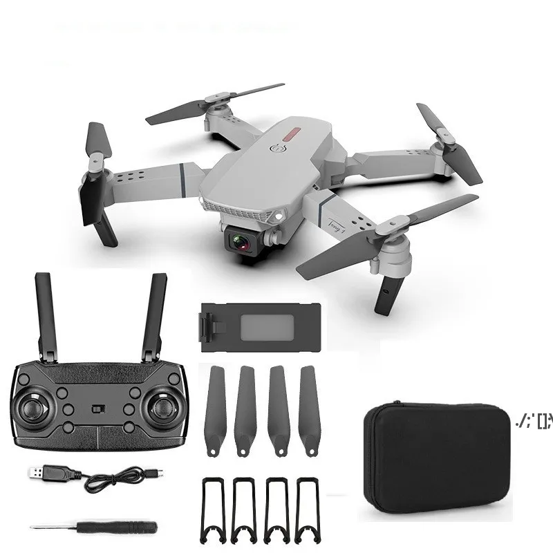 E88 Drone Uav intelligente non professionale Grandangolo HD 4K 1080P Doppia fotocamera Altezza Hold Wifi RC Quadcopter pieghevole via mare LLF12508