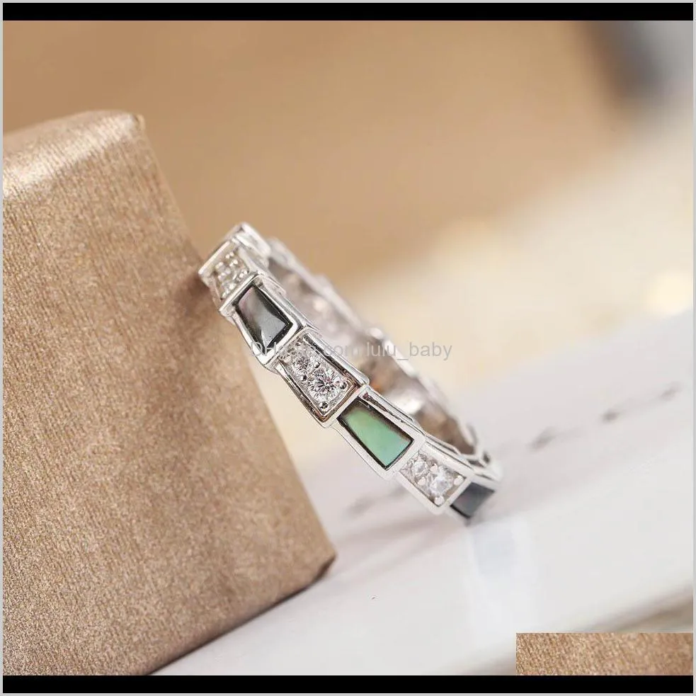 s925 silver luxury design with grey shell punk band ring and diamond for women party wedding engagment jewelry gift ps4178