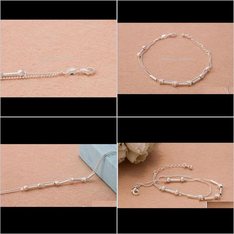 wholesale fashion women star ankle bracelet silver beads anklets little star ankle chain boot foot jewelry shipping