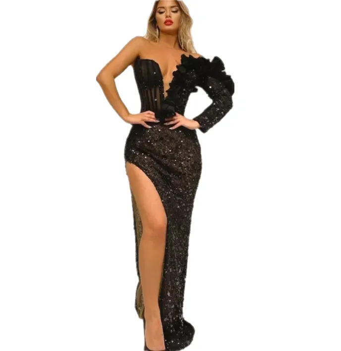 EE Black One Shoulder Prom Dresses Sequin Corset... From Hot Wind, $329.29  | DHgate.Com