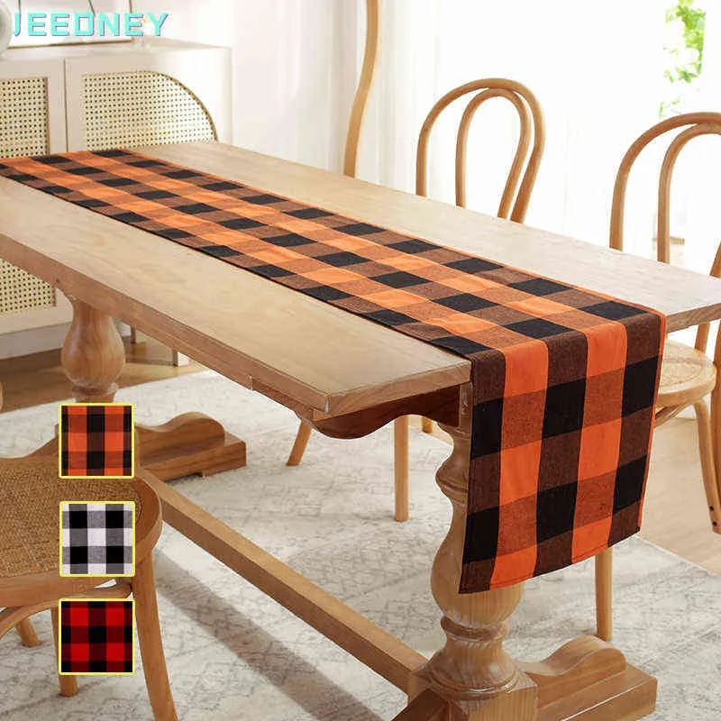 Nordic Table Runner för Land Bröllop Juldekoration Spår på bordet med Plaid Printing Camino de Mesa Nordico 211117