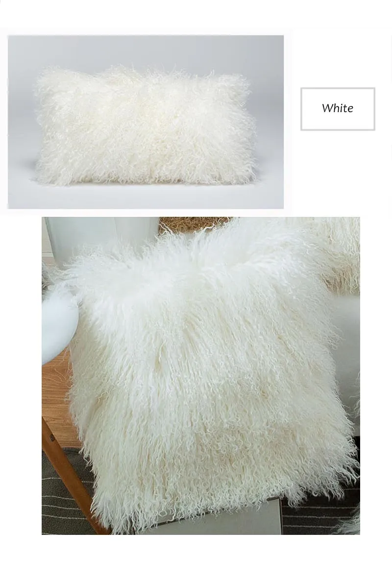 Softex Mongolian Lamb Fur Pillow Case High Quality Natural Cushion Cover With Fluffy Texture By