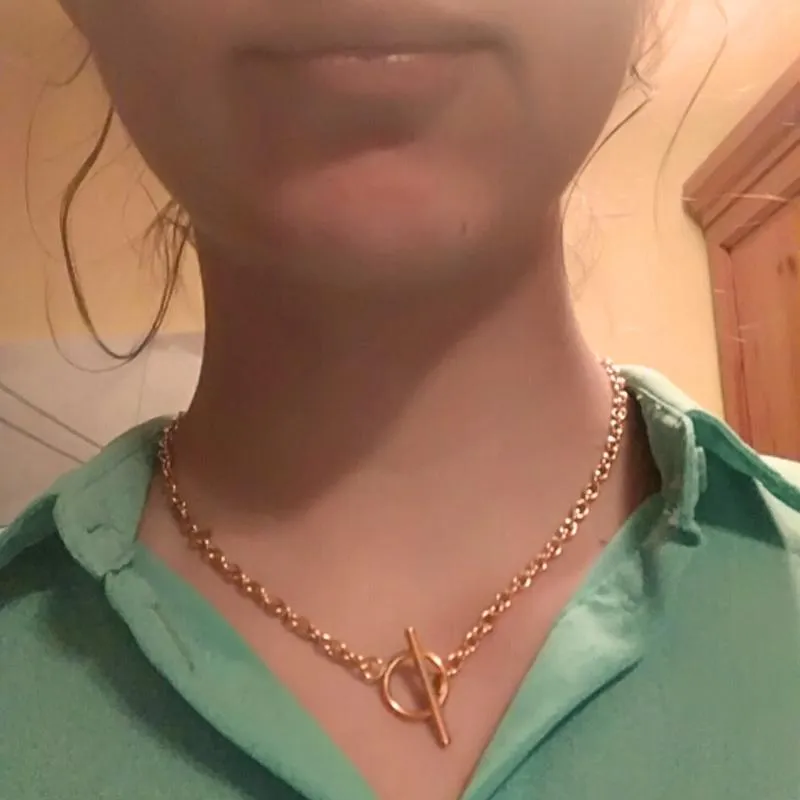 100% Acero inoxidable Cadena de Cadena Collar de palanca Gargantilla para Mujeres Oro / Color Plateado Collares de metal Colgante