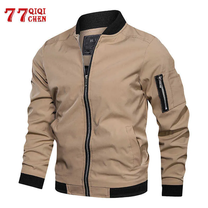 Giacche e cappotti da uomo bomber Primavera Autunno Cappotto con cerniera da uomo 2021 Casual Plus Size 5XL Colletto rialzato jaqueta masculina X0621