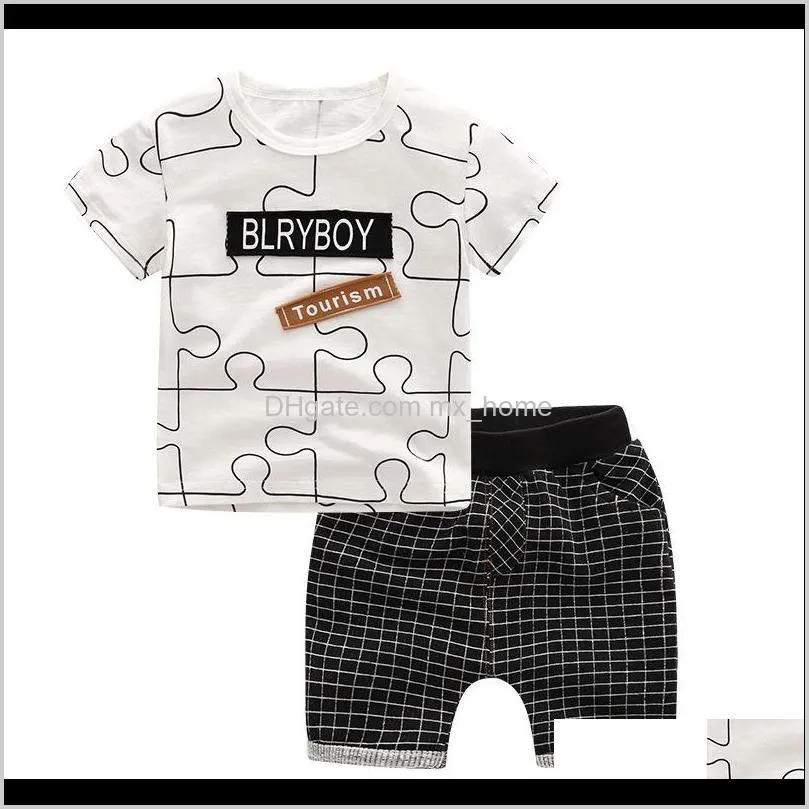 summer baby boy clothes kids short sleeve t-shirt+shorts 8pcs/lot set letter pattern boys clothing children clothing set