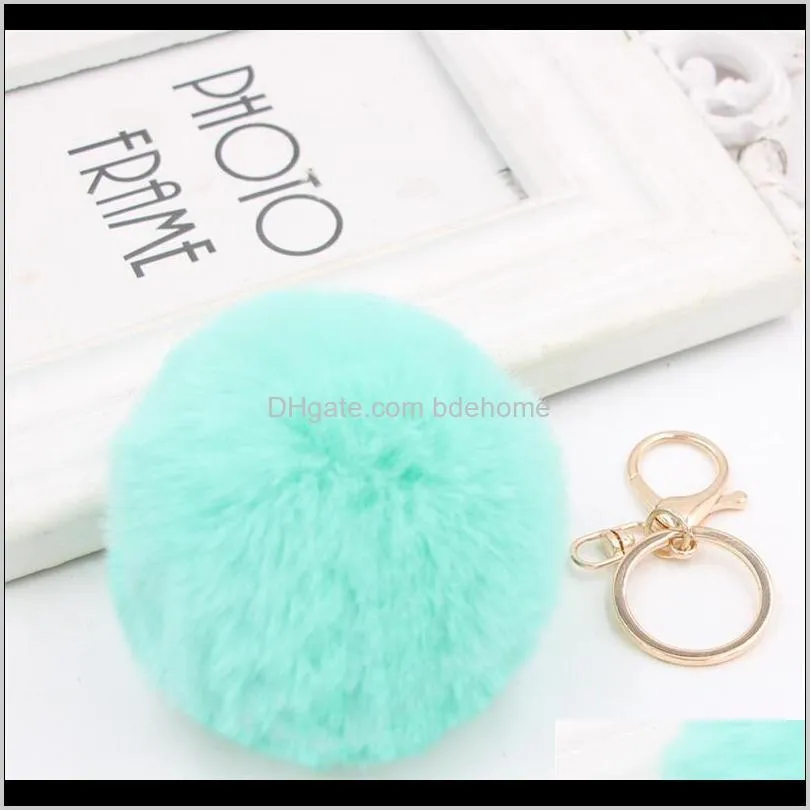 lanway gold rabbit fur ball keychain fluffy keychain fur pom pom llaveros portachiavi porte clef key ring key chain for bag 436 t2