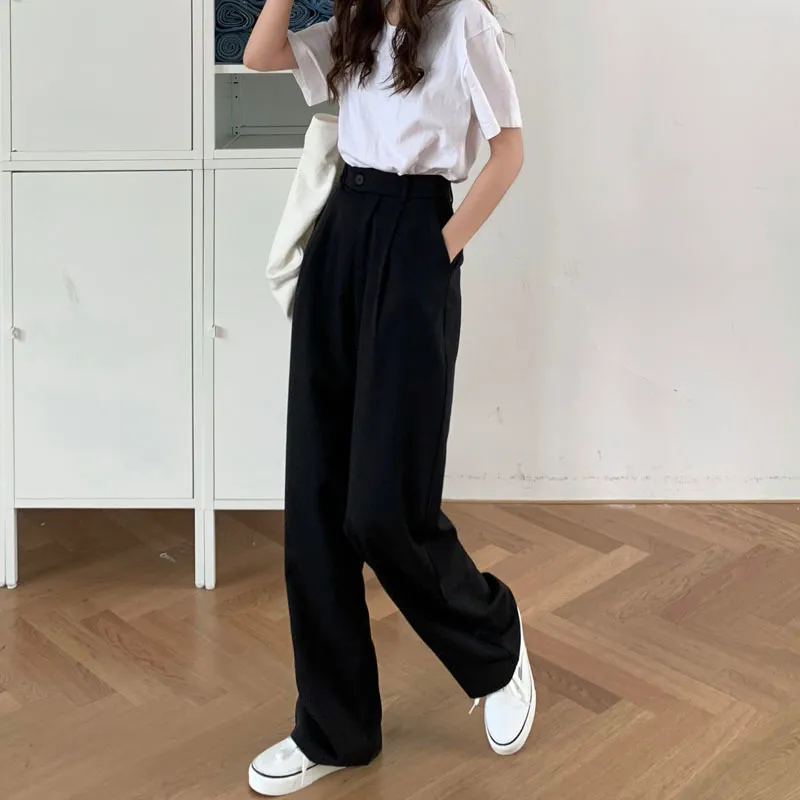 パンツ wide straight slacks used Straight Suit Pants Men's Loose Casual Wide Leg Trousers Business