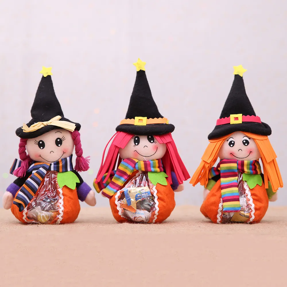 パーティーサプライハロウィーン装飾キャンディーバッグ魔女人形トリック、または子供のためのギフト袋を治療するPhjk2107