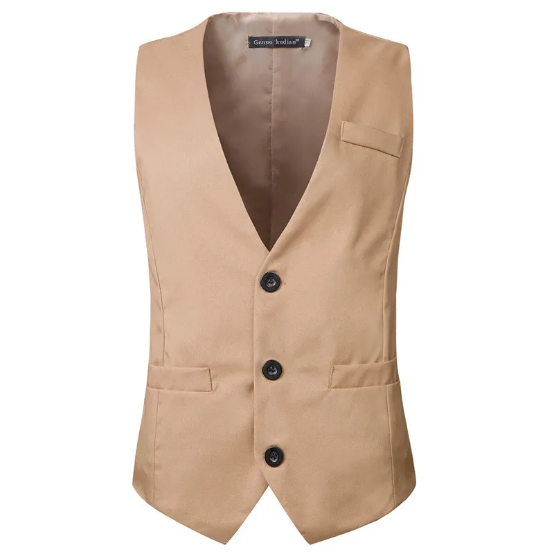 Solid Suit Vest Mens Smart Casual Business Waistcoat Men Formell Sociala Västar Groomman för Bröllop Gentleman Male Coat 210524